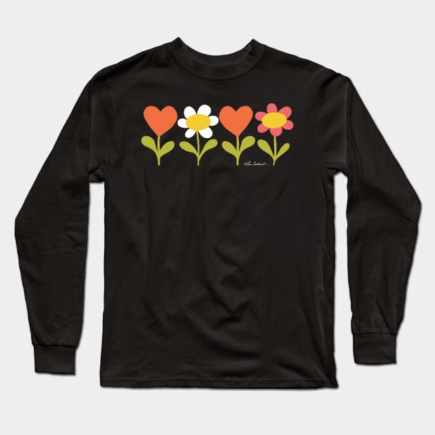 Hearts and Flowers Long Sleeve T-Shirt by loeye